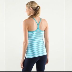 11.Lululemon Power Y Tank Twin Stripe Spry Blue/Spry